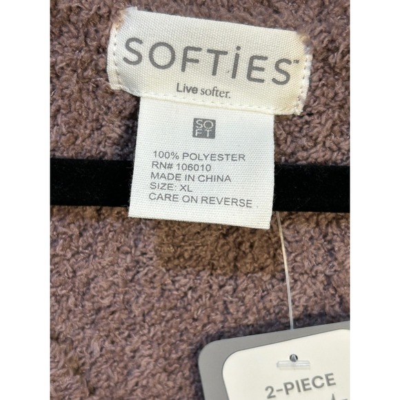 SOFTIES Marshmallow Waffle Knit V Neck Long Sleeve Sweater Pant Set XL Driftwood - Picture 2 of 7